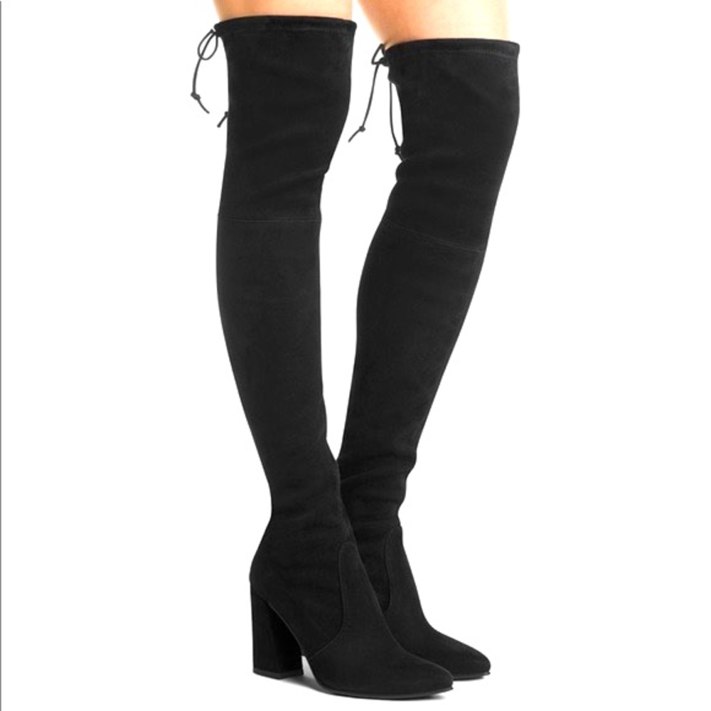 Stuart Weitzman High Street Black Suede Boots Size 6